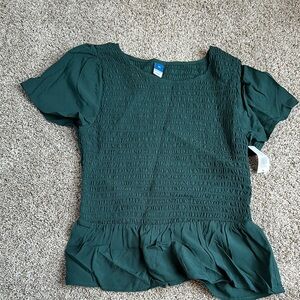 Old Navy Green Puff Sleeve Smocked Blouse